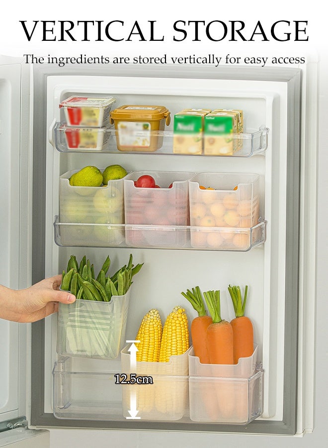 DUNISO 6Pcs Food Storage Boxes Plastic Stackable Fridge Storage Bins Multifunctional Translucent Refrigerator Side Door Fruit and Vegetable Organizer Box  For Fridge, Kitchen, Pantry, Cabinets - Image 3