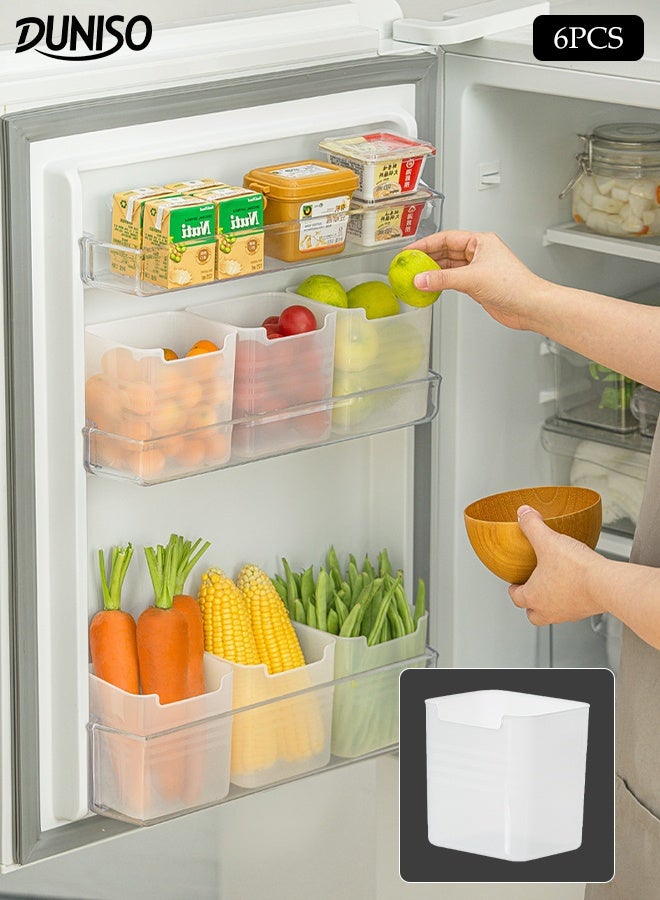 DUNISO 6Pcs Food Storage Boxes Plastic Stackable Fridge Storage Bins Multifunctional Translucent Refrigerator Side Door Fruit and Vegetable Organizer Box  For Fridge, Kitchen, Pantry, Cabinets - Image 1