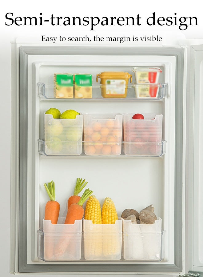 DUNISO 6Pcs Food Storage Boxes Plastic Stackable Fridge Storage Bins Multifunctional Translucent Refrigerator Side Door Fruit and Vegetable Organizer Box  For Fridge, Kitchen, Pantry, Cabinets - Image 2