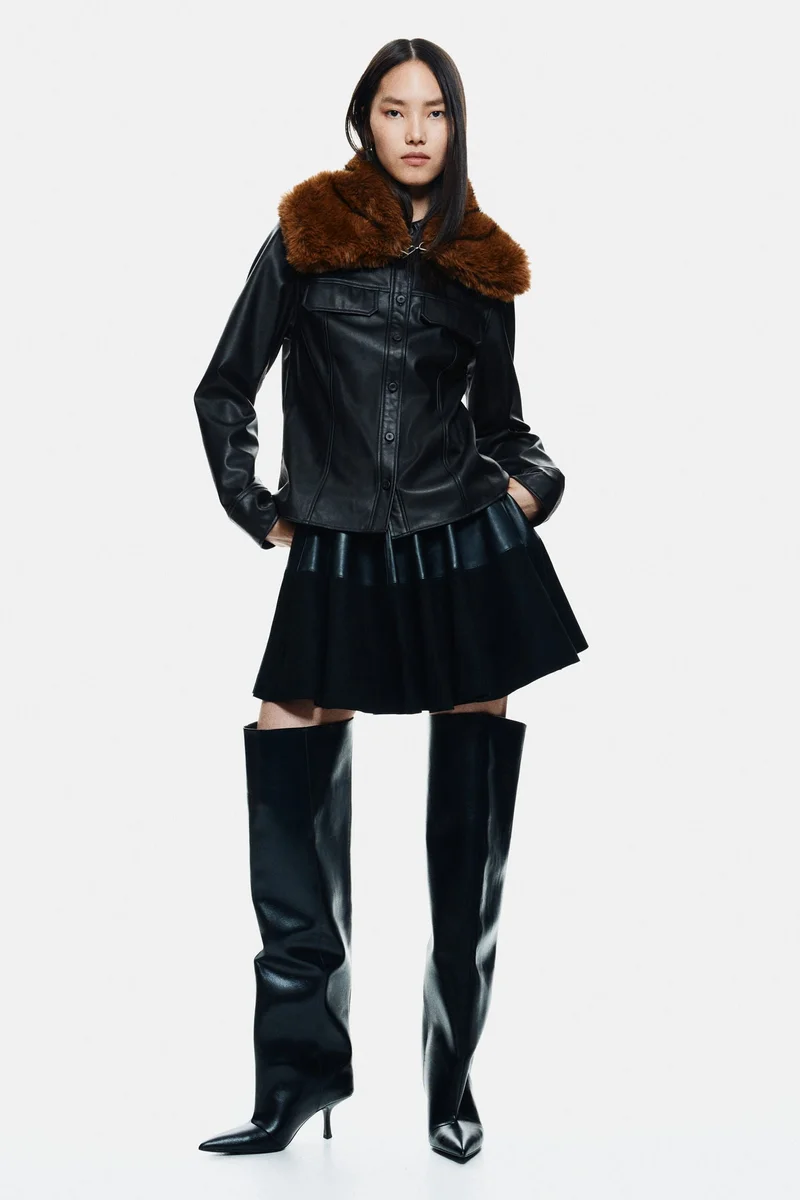 اتش اند ام قميص من نسيج مطلي