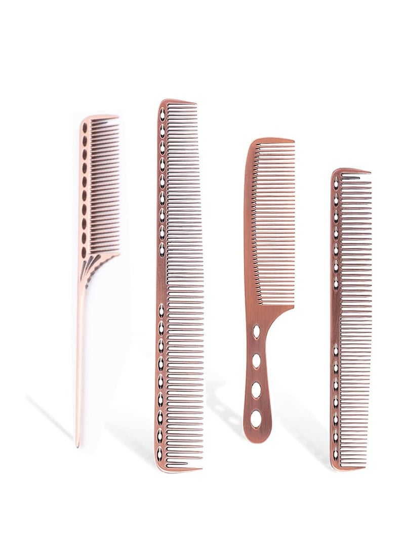 Excefore Hair Combs Aluminum Fine Pro Tail Combs Set Salon Hair Styling Tools Hair Stylist Accessories Daily Use Strong Durable Anti Static  for Men Woman 4PCS - Image 1