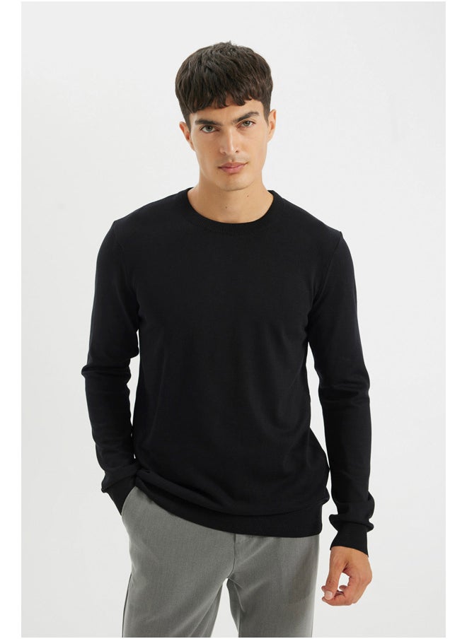 DeFacto Man Smart Casual Tricot Regular Fit Crew Neck Long Sleeve Pullover  - Image 3