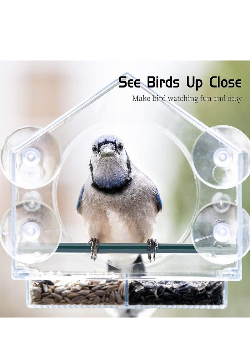 SOLARAE Window Bird Feeders with Strong Suction Cups Clear Feeder for Outside House Removable Tray, Easy Clean and Fill, Tall Enough Larger Like Cardinal or Mocking - Image 3