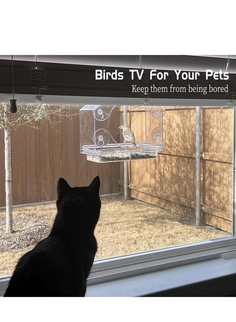 SOLARAE Window Bird Feeders with Strong Suction Cups Clear Feeder for Outside House Removable Tray, Easy Clean and Fill, Tall Enough Larger Like Cardinal or Mocking - Image 4