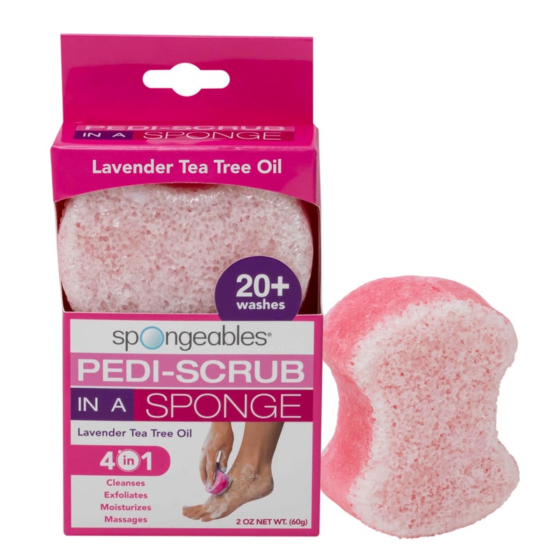 spongeables Spongables Pedi Scrub Foot Exfoliating 20+ Wash Sponge, Lavender, 1 Count - Image 1