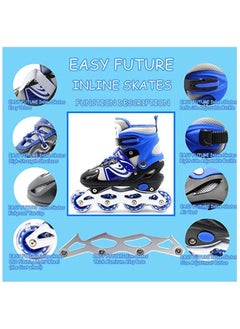 EASY FUTURE Inline Skates Adjustable Size Roller Skates with Flashing Wheels for Outdoor Indoor Children Skate Shoes for Boys and Girls Small, Medium and Large Size Blue Colour  - Image 2