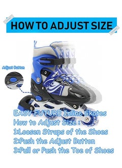 EASY FUTURE Inline Skates Adjustable Size Roller Skates with Flashing Wheels for Outdoor Indoor Children Skate Shoes for Boys and Girls Small, Medium and Large Size Blue Colour  - Image 4