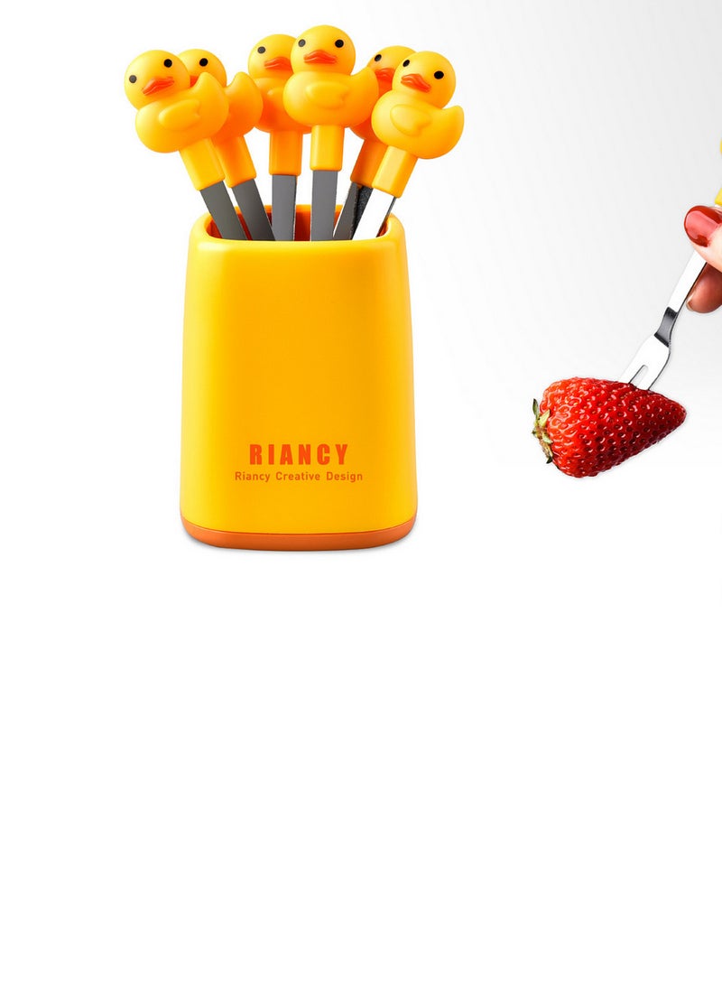 ريانسي مجموعة شوك سلطة الفاكهة مكونة من 6 شوك حيوانات لطيفة للمقبلات وشوك الحلوى من اختيارات الطعام - Image 1