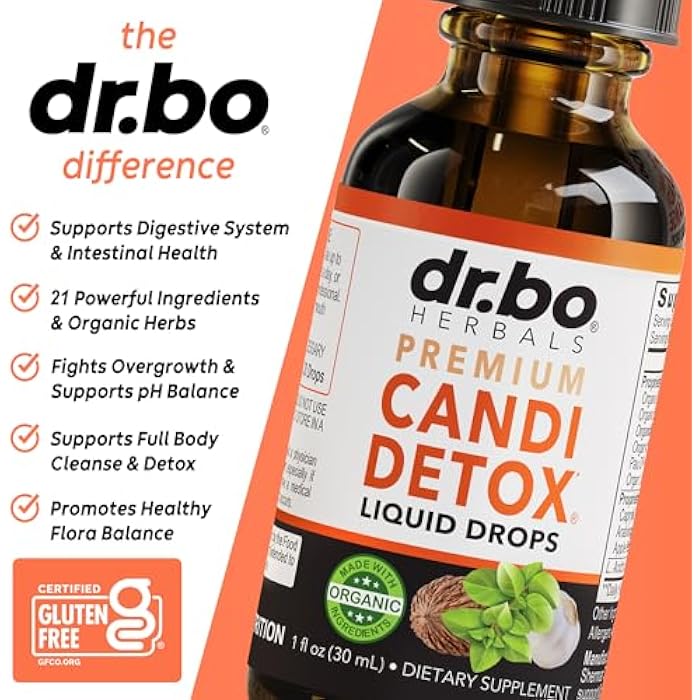 dr.bo Candida Cleanse Detox for Women & Men - Organic Oregano Oil Drops, Caprylic Acid Black Walnut Wormwood Candi Support Supplement Kit - Natural Oral Anti Overgrowth Gut Balance Flora Complex Supplements - Image 4