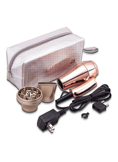 Mini Portable Travel Hair Dryer:Dual Voltage Small Lightweight Blow Dryer with EU Plug,1200W Compact Hairdryer with Folding Handle,with Concentrator&Diffuser Attachment,for Women and Men