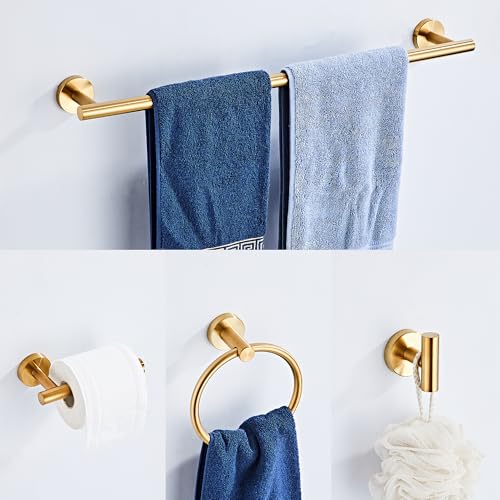 KUUBTH Brusehd Dark Gold Bathroom Hardware Set 5 Piece with Towel Racks for Bathroom, SUS304 Stainless Steel Bath Towel Bar Set, 24 Inch Wall Mounted Accessories Kit… - Image 3