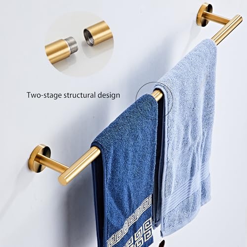 KUUBTH Brusehd Dark Gold Bathroom Hardware Set 5 Piece with Towel Racks for Bathroom, SUS304 Stainless Steel Bath Towel Bar Set, 24 Inch Wall Mounted Accessories Kit… - Image 2