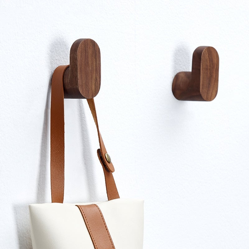 Simple Modern Elegant Clothes Hook Wooden Hook Scarf Hook Coat Hook Wooden Wall Decoration Wall Hook Wooden Products Walnut