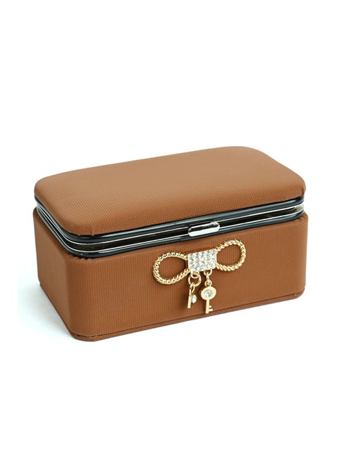 Rectangle Jewelry Box with Mirror and Compartment: Metal Press Lock