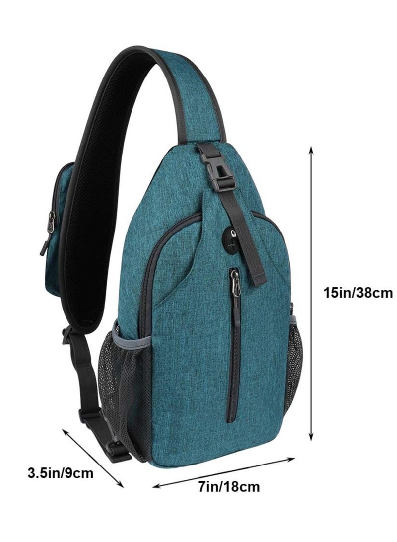 KASTWAVE Crossbody Sling Bag Large Capacity Chest Bag Daypack Travel Hiking Shoulder Strap Backpack for Men Women,Green - Image 2