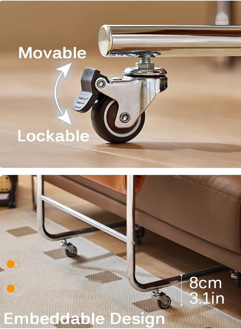 XiuWoo C-Shaped End Table, Sofa Side Table with Rotating Wheels, Rolling End Table with Storage, Small Couch Side Table for Bedroom, Tray Table for Living Room, Office - Image 2