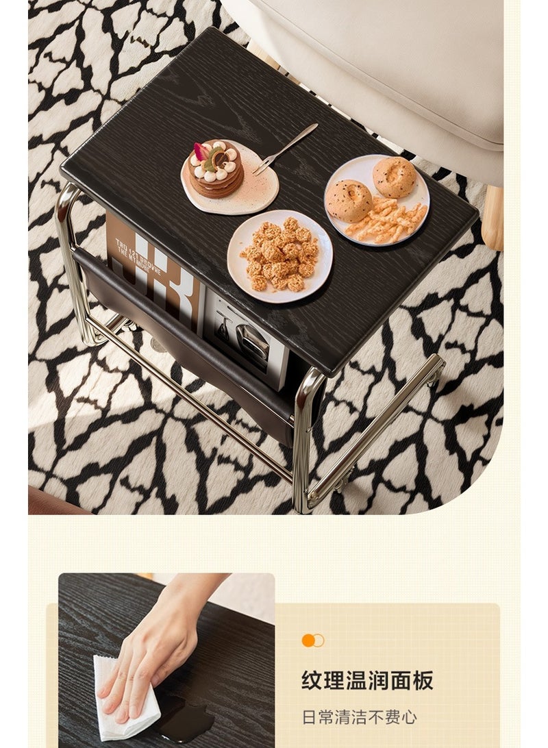 XiuWoo C-Shaped End Table, Sofa Side Table with Rotating Wheels, Rolling End Table with Storage, Small Couch Side Table for Bedroom, Tray Table for Living Room, Office - Image 3