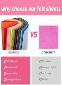 Generic Felt Fabric Sheets, 40pcs Craft Felt Fabric Sheets Felt Stiff Fabric Square, Non-Woven Felt Sheets for Kids, DIY Sewing Crafts, Patchwork  - Image 5