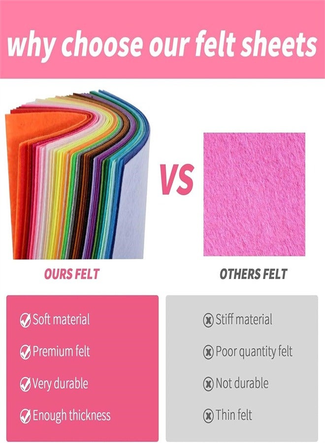 Felt Fabric Sheets, 40pcs Craft Felt Fabric Sheets Felt Stiff Fabric Square, Non-Woven Felt Sheets for Kids, DIY Sewing Crafts, Patchwork  - Image 5