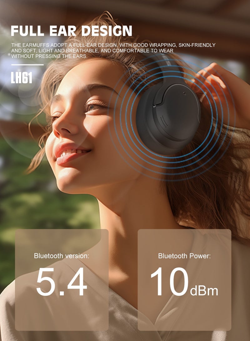 LENYES LH61 Wireless On-Ear Headphones, Foldable Design, Pure Bass, 70H Playtime, Bluetooth 5.4, Lightweight and Comfortable, App Connectivity, Multipoint Connection Black - Image 4