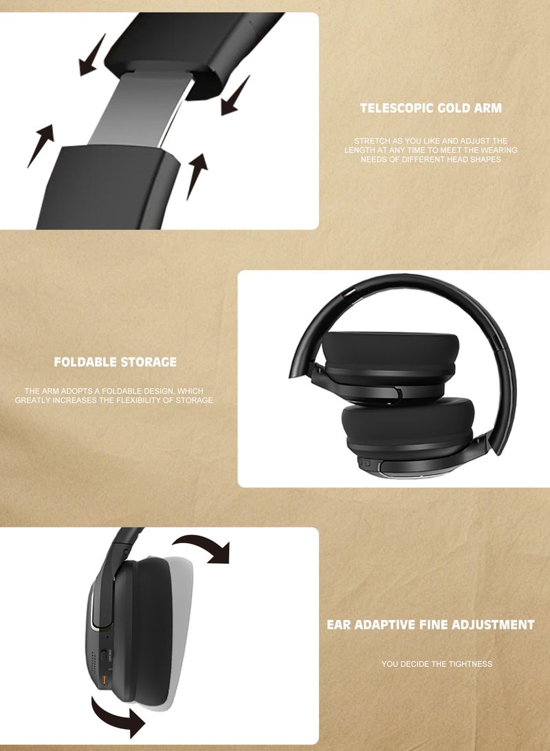 LENYES LH61 Wireless On-Ear Headphones, Foldable Design, Pure Bass, 70H Playtime, Bluetooth 5.4, Lightweight and Comfortable, App Connectivity, Multipoint Connection Black - Image 5