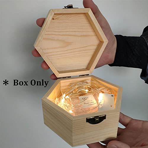AVESON Plain Unfinished Box, Hexagon Unpainted Wooden Jewelry Box DIY Storage Chest Treasure Case (Side Length 2.5" * Height 2.7") - Image 5