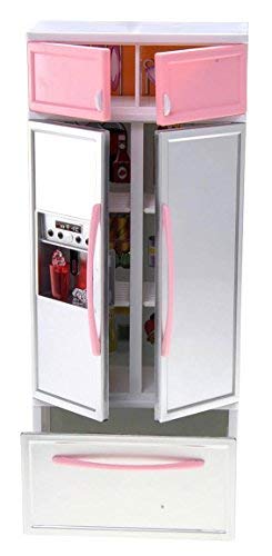 PowerTRC Doll Kitchen Play Set, Mini Modern Toy Pink Kitchen Pretend Play Furnitures Toy Set Accessories Set with Realistic Light & Sound for Kids Toddlers Girls (4-in-1) - Image 3