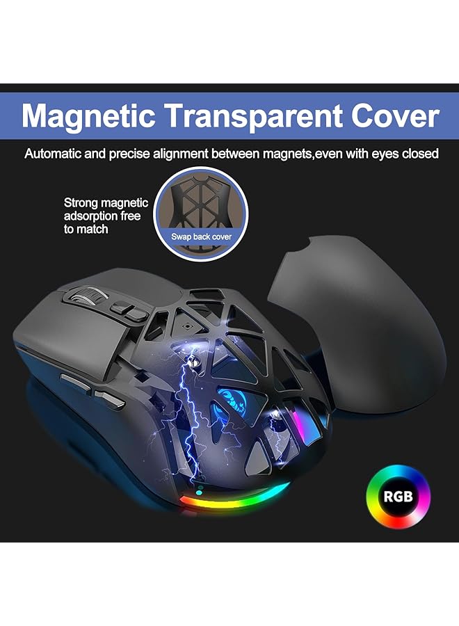 LAXDAMRE Wireless Gaming Mouse Bt5.1 + 2.4G Dual Mode & 7 Button Gaming Mouse & Usb Receiver ماوس قيمنق لاسلكي Up To 4800 Dpi Rechargeable Mouse With Rgb Backlight For Mac Laptop Computer Pc  - Image 5