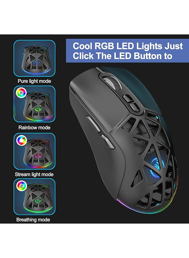 LAXDAMRE Wireless Gaming Mouse Bt5.1 + 2.4G Dual Mode & 7 Button Gaming Mouse & Usb Receiver ماوس قيمنق لاسلكي Up To 4800 Dpi Rechargeable Mouse With Rgb Backlight For Mac Laptop Computer Pc  - Image 4