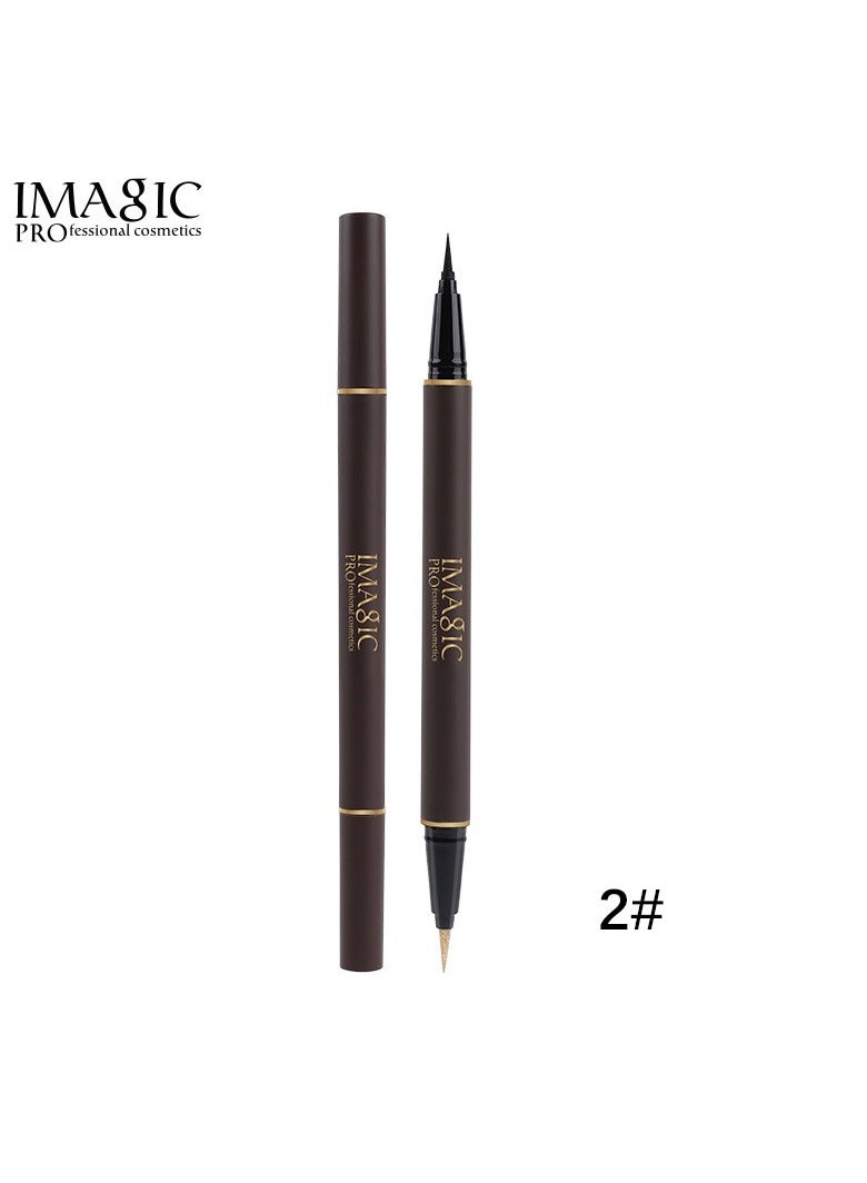 إيماجيك كحل مزدوج الأطراف يدوم طويلاً من IMAGIC | طرف مزدوج للدقة والتنوع | مكياج عيون مقاوم للتلطخ ومقاوم للماء (لمعان ذهبي وأسود غير لامع) - Image 1
