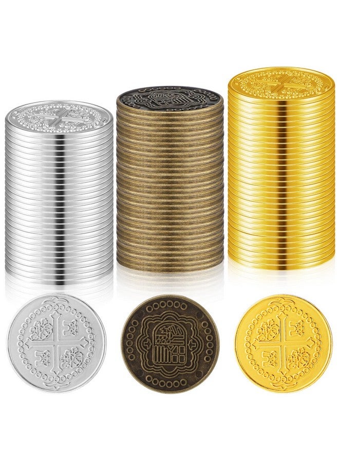 هانايف 50 قطعة من عملات القراصنة المعدنية، نسخ طبق الأصل من عملات الدبلون الإسبانية، رموز معدنية لكنز القراصنة، عملات معدنية مزيفة للعب للأطفال، ألعاب الطاولة، حفلات القراصنة، تنكرية (ذهبية، فضية، برونزية) - Image 1