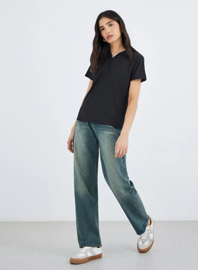 Take Two Ribbed V Neck Regular Fit T-Shirt