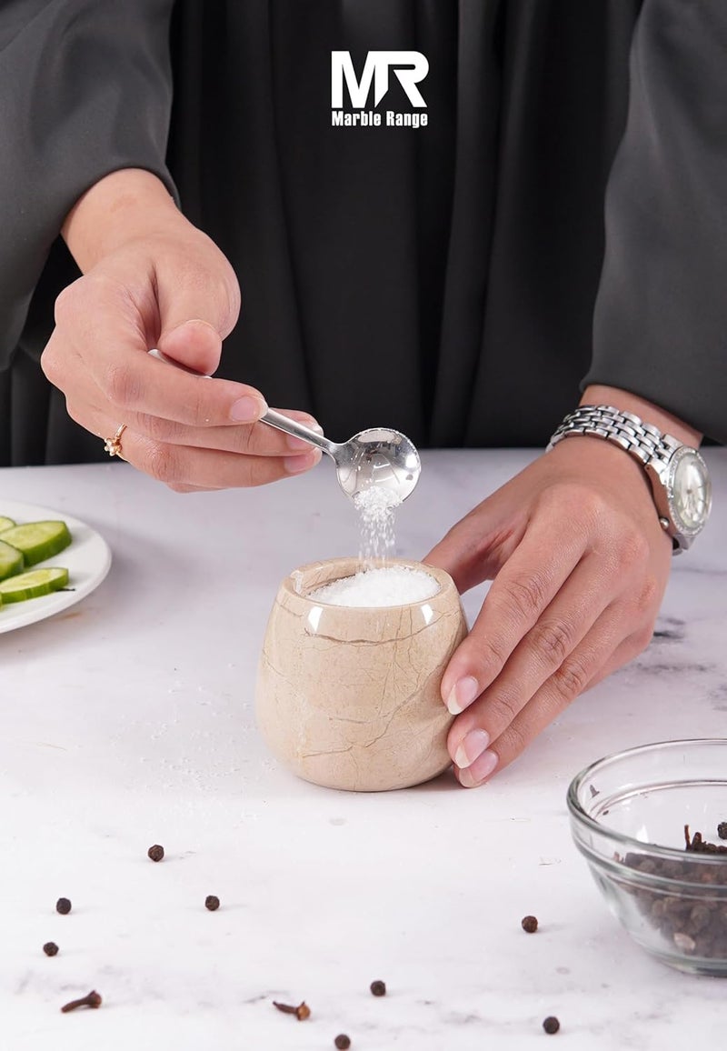MARBLE RANGE Marble Salt Cellar with Lid 3.5 Inch handmade Verona Stone Salt Jar for Kitchen, Herb & Spice Storage Container, Countertop Sugar Bowl, Elegant Marble Canister – Perfect Holiday & Christmas Gift - Image 2