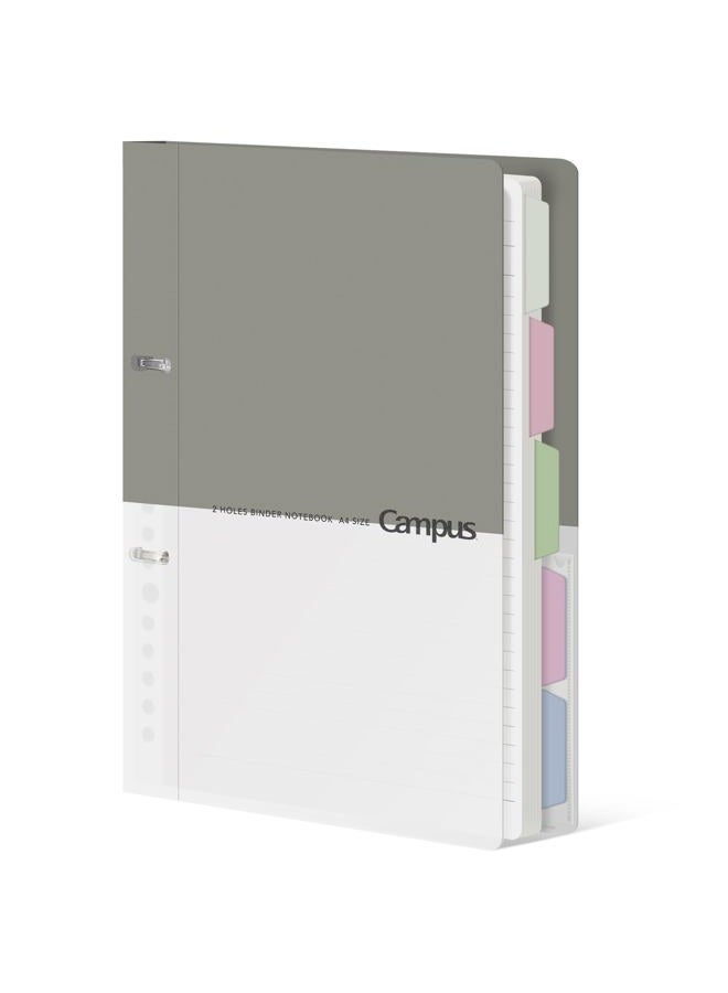 Kokuyo 5 Subject Spiral Notebook, Campus 2-Ring B5 Refillable Journal with 5 Tab Dividers, 100 Sheets in 6mm Dotted Ruled Loose Leaf Paper, Grey, Japan Import (RU-PP358M & NO-S836BT) - Image 1
