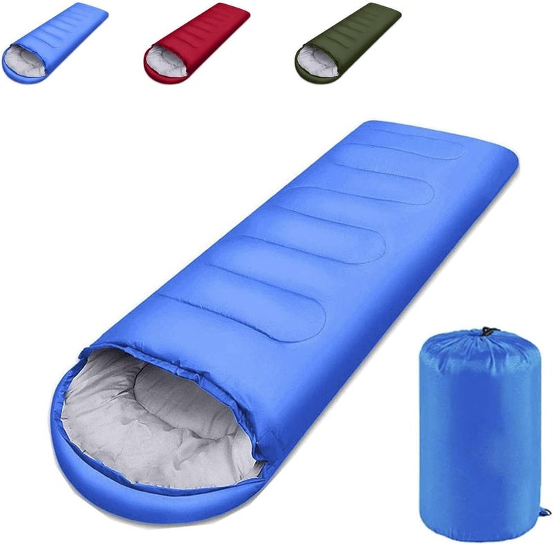 Camping Sleeping Bag - Lightweight Sleeping Bag for Adults Boys Girls, Waterproof Camping Gear for Outdoor Travel (Blue) - Image 1