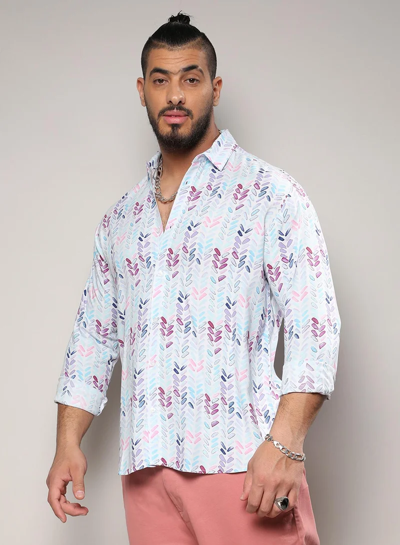 Instafab Plus Instafab Plus Men's Multicolour Abstract Print Shirt For Casual Wear | Spread Collar | Long Sleeve | Button Closure | Heavy Rayon Shirts Crafted With Comfort Fit For Everyday Wear