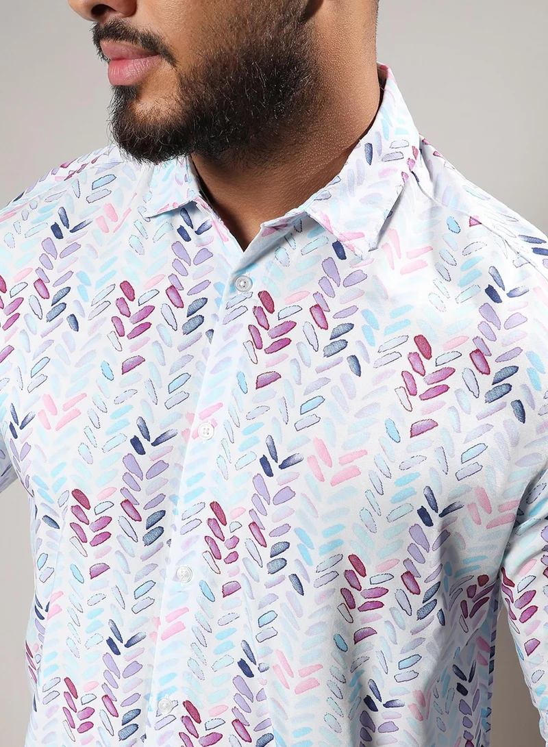 Instafab Plus Instafab Plus Men's Multicolour Abstract Print Shirt For Casual Wear | Spread Collar | Long Sleeve | Button Closure | Heavy Rayon Shirts Crafted With Comfort Fit For Everyday Wear
