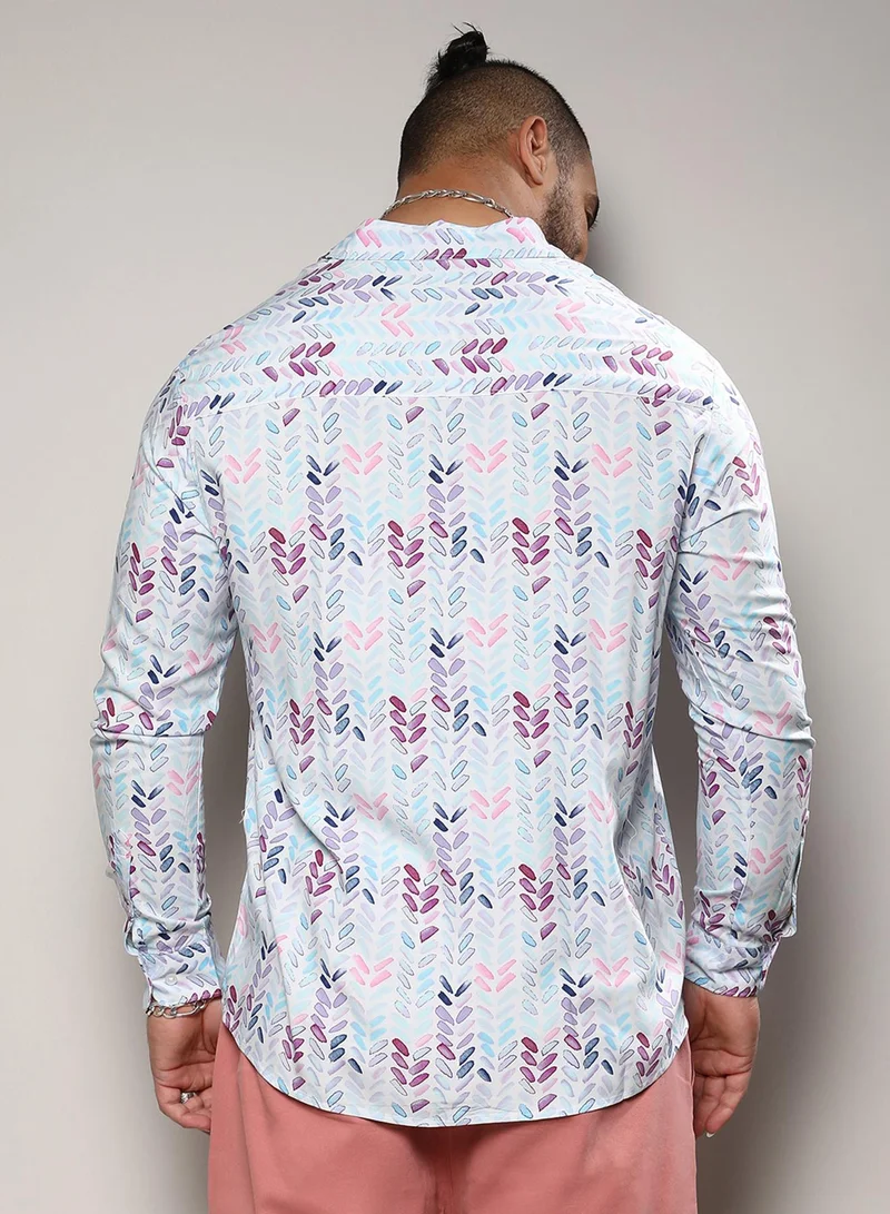 Instafab Plus Instafab Plus Men's Multicolour Abstract Print Shirt For Casual Wear | Spread Collar | Long Sleeve | Button Closure | Heavy Rayon Shirts Crafted With Comfort Fit For Everyday Wear