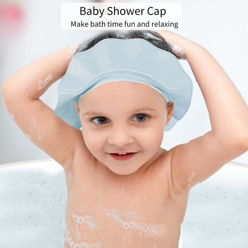 KOMIDK غطاء استحمام للأطفال من KOMIDK - غطاء استحمام للأطفال لحماية الشعر أثناء الاستحمام، قابل للتعديل، مصنوع من السيليكون، مناسب للأطفال، الرضع، والأطفال (أزرق) - Image 3