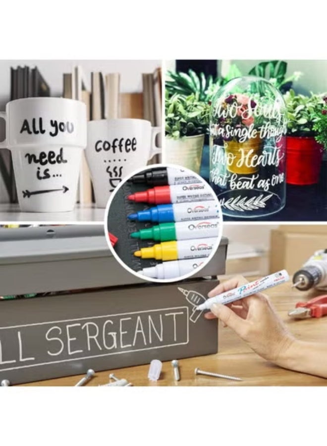 Overseas 6 ألوان طلاء علامة مجموعة - مقاومة للماء منخفضة سمير علامات الفن للاستخدام DIY والصناعي - Image 3