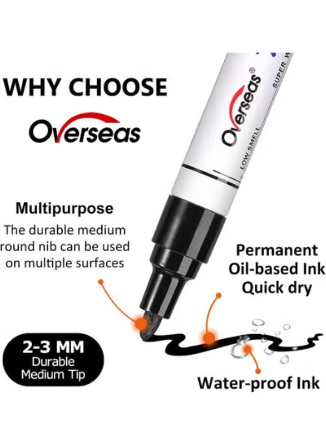 Overseas 6 ألوان طلاء علامة مجموعة - مقاومة للماء منخفضة سمير علامات الفن للاستخدام DIY والصناعي - Image 4
