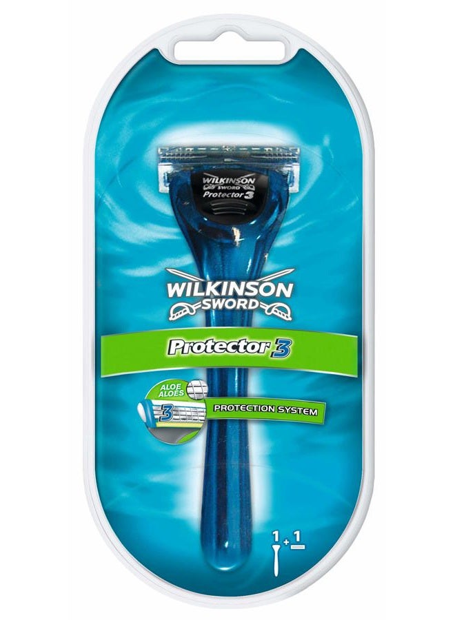 WILKINSON SWORD - Protector 3 for Men | Smooth Shave | Razor Handle + 1 Blade Refill - Image 1