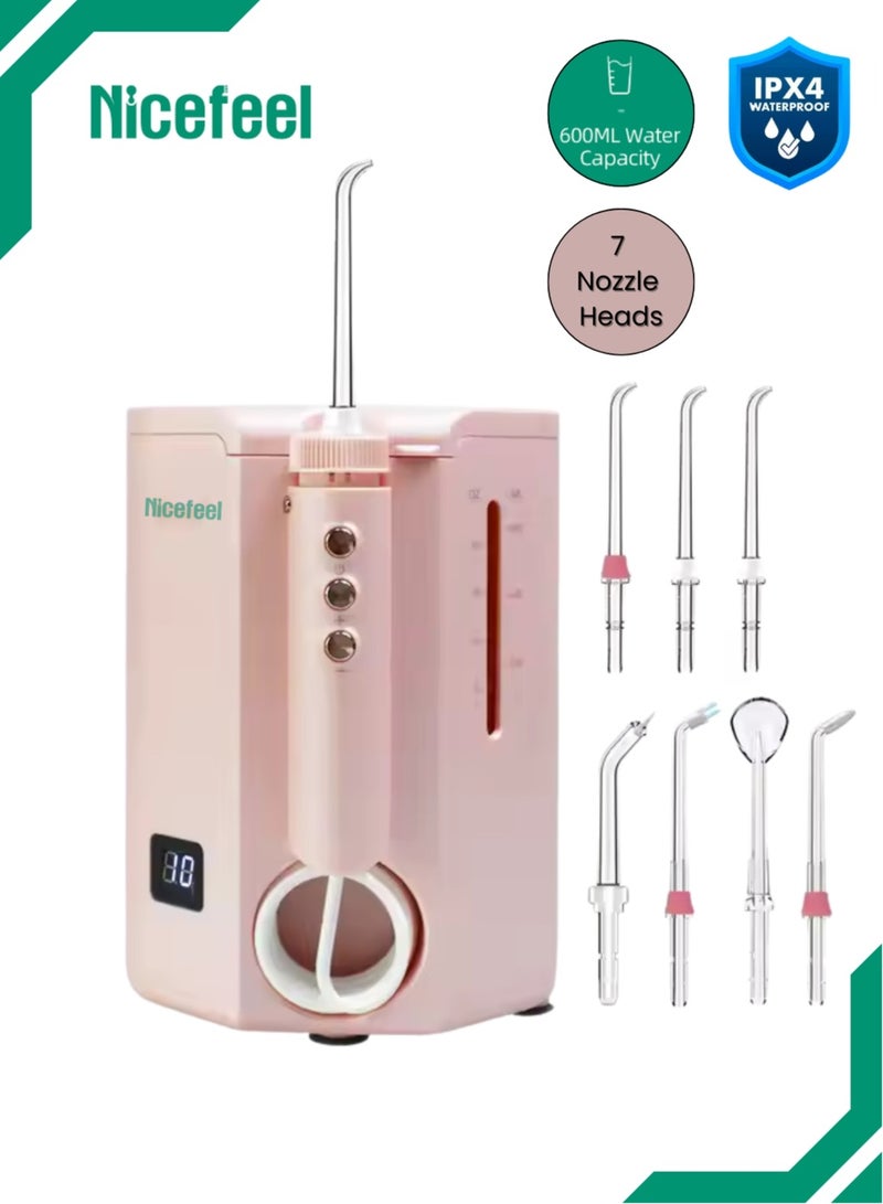 Nicefeel Countertop Water Flosser with 600ml Tank, 10 Adjustable Pressure Settings, 7 Nozzles, Digital Display, IPX4 Waterproof – Professional Oral Irrigator for Deep Cleaning, Gum Care & Fresh Breath - Image 1