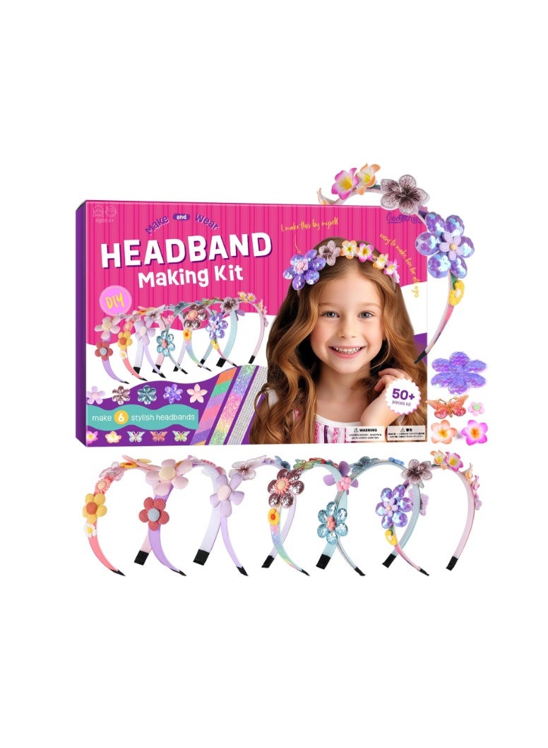 ONE TO FOUR Headband Making Kit for Girls - Make Your Own Fashion Headbands for Kids - DIY Hair Accessories Set - Arts and Crafts Gift for Girls Ages 5-12 Years - Teen Kid Toys Birthday Eid Gifts Set - Image 1