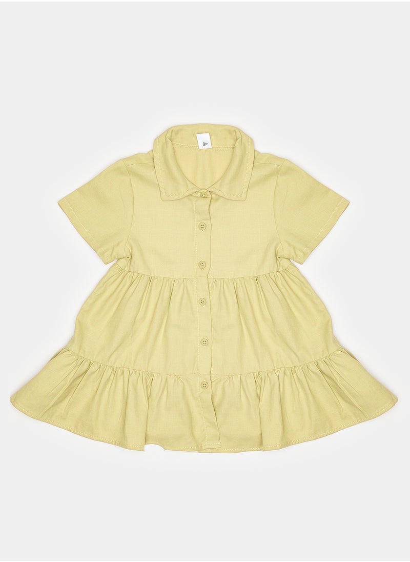 LC WAIKIKI - Shirt Collar Short Sleeve Baby Girl Dress - Image 1