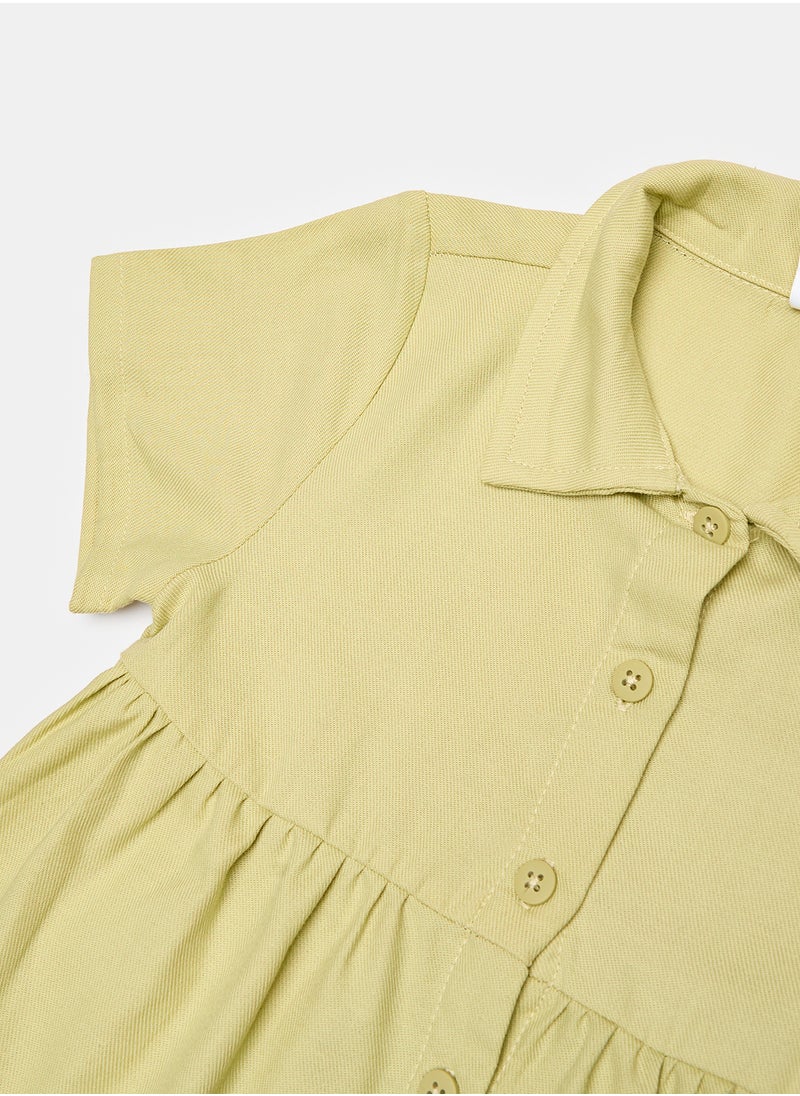 LC WAIKIKI - Shirt Collar Short Sleeve Baby Girl Dress - Image 1