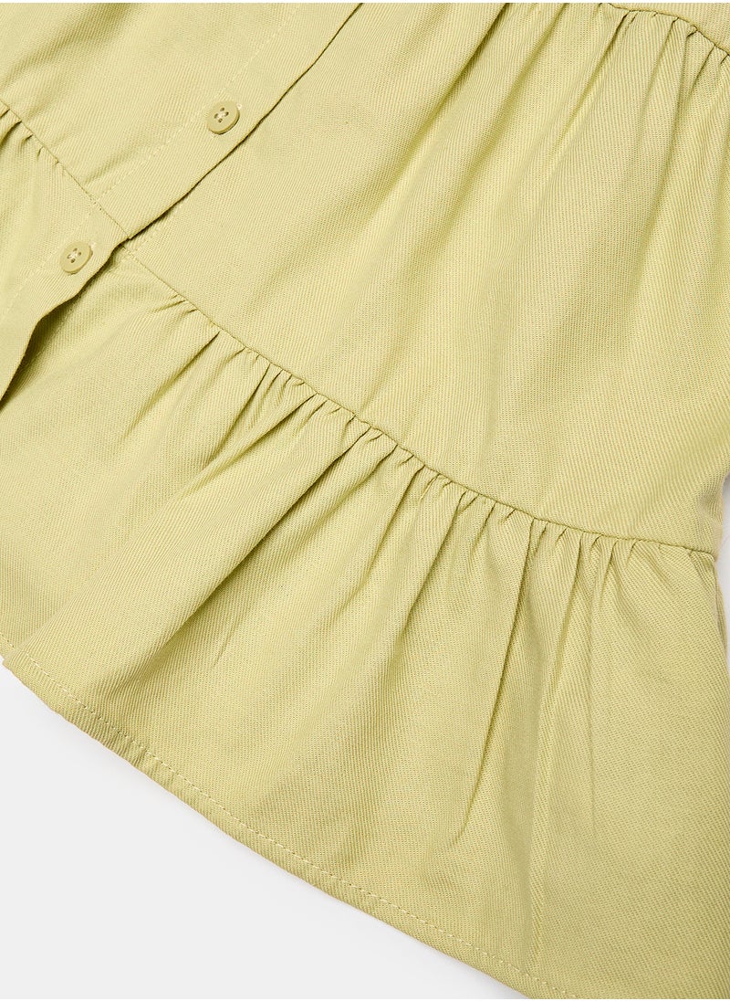 LC WAIKIKI - Shirt Collar Short Sleeve Baby Girl Dress - Image 1