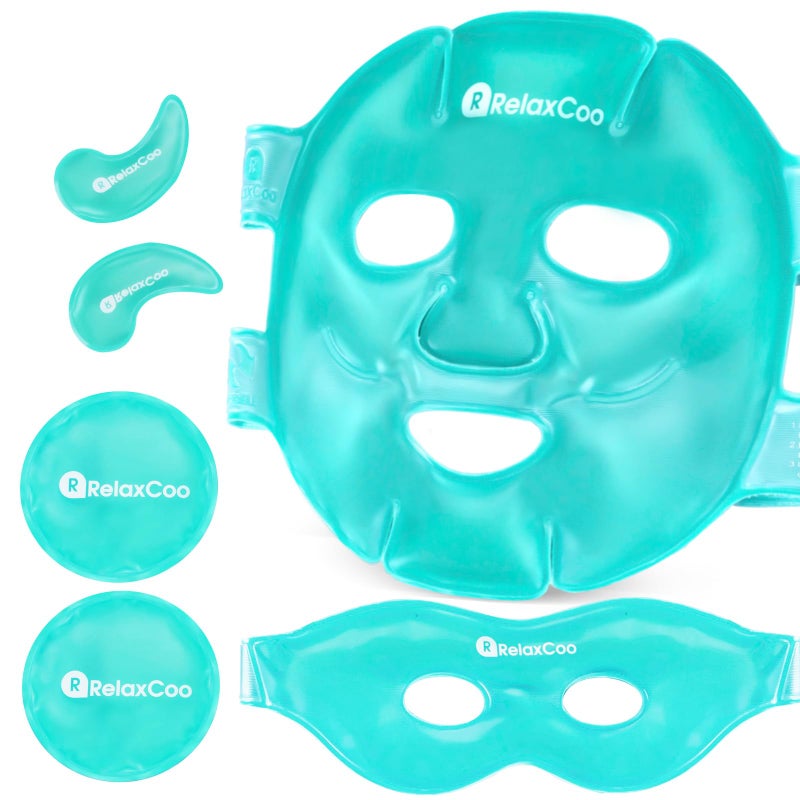 RelaxCoo Ice Face Eye Mask for Dark Circles and Puffiness Cold Warm Compress, Gel Cold Cooling Face Mask Package for Women and Men, Migraines, Headache, Stress and Relaxation - Image 1