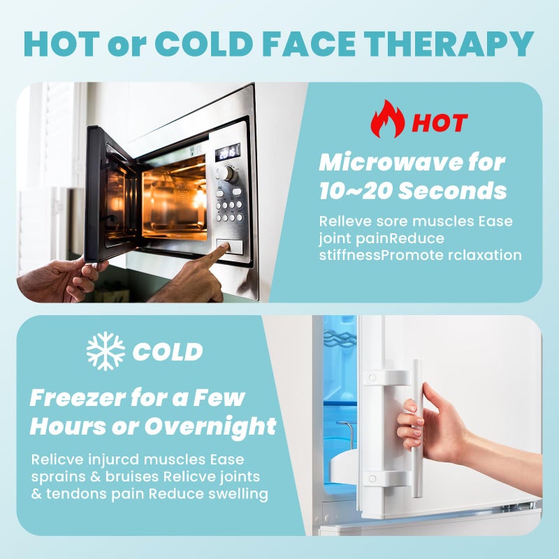 RelaxCoo Ice Face Eye Mask for Dark Circles and Puffiness Cold Warm Compress, Gel Cold Cooling Face Mask Package for Women and Men, Migraines, Headache, Stress and Relaxation - Image 5