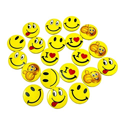 Evisha Smiley/Emoji Different Moods Mini Badges (Pack of 20) (Multi-Colour) - Image 1